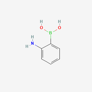 Chemical structure of 2-Aminobenzeneboronic acid(contains varying amounts of Anhydride)