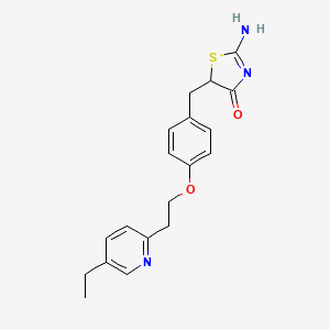 Chemical structure of 2-Amino-5-[4-[2-(5-ethyl-2-pyridyl)ethoxy]benzyl]thiazol-4(5H)-one