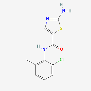 Chemical structure of 2-Amino-N-(2-chloro-6-methylphenyl)thiazole-5-carboxamide