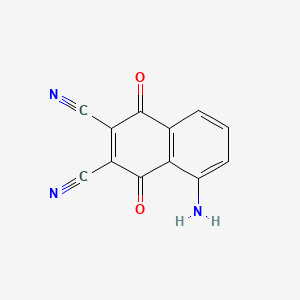 Chemical structure of 5-Amino-2,3-dicyano-1,4-naphthoquinone