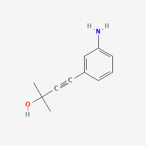 Chemical structure of 4-(3-Aminophenyl)-2-methyl-3-butyn-2-ol