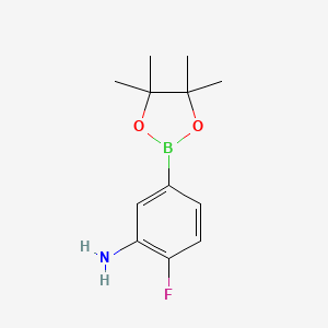 Chemical structure of 3-Amino-4-fluorophenylboronic acid, pinacol ester