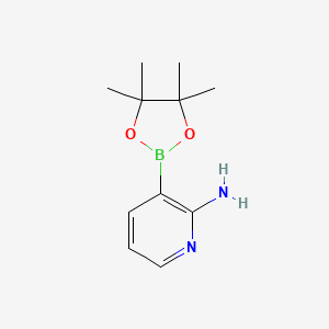 Chemical structure of 2-Aminopyridine-3-boronic acid pinacol ester