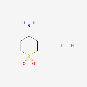 Chemical structure of 4-Aminotetrahydro-2H-thiopyran 1,1-dioxide hydrochloride hydrochloride