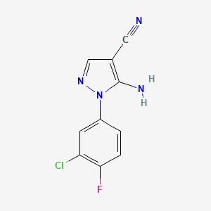 Chemical structure of 5-Amino-1-(3-chloro-4-fluorophenyl)-1H-pyrazole-4-carbonitrile
