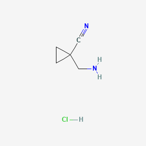 Chemical structure of 1-(aminomethyl)cyclopropane-1-carbonitrile hydrochloride