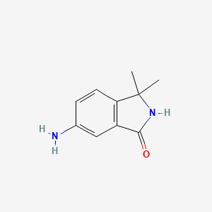 Chemical structure of 6-amino-3,3-dimethyl-2,3-dihydro-1H-isoindol-1-one