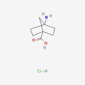Chemical structure of 4-aminobicyclo[2.2.1]heptane-1-carboxylic acid hydrochloride