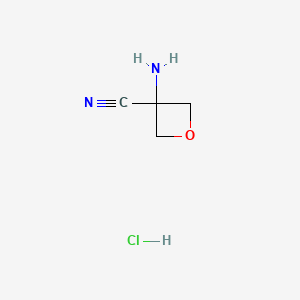Chemical structure of 3-aminooxetane-3-carbonitrile hydrochloride