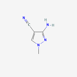 Chemical structure of 3-amino-1-methyl-1H-pyrazole-4-carbonitrile