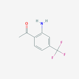 Chemical structure of 1-[2-amino-4-(trifluoromethyl)phenyl]ethan-1-one