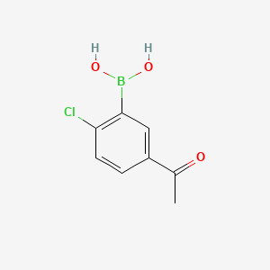 Chemical structure of 5-Acetyl-2-chlorophenylboronic acid(contains varying amounts of Anhydride)
