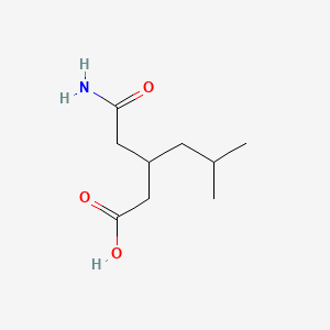 Chemical structure of 3-(2-Amino-2-oxoethyl)-5-methylhexanoic acid