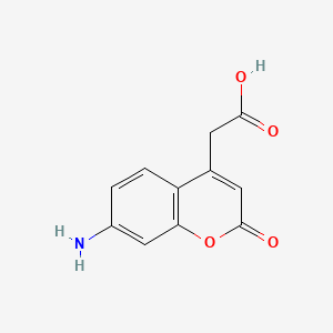 Chemical structure of 2-(7-Amino-2-oxo-2H-chromen-4-yl)acetic acid