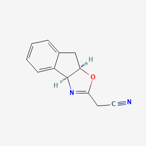 Chemical structure of 2-((3aS,8aR)-3a,8a-dihydro-8H-indeno[1,2-d]oxazol-2-yl)acetonitrile