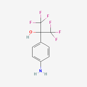 Chemical structure of 2-(4-Aminophenyl)-1,1,1,3,3,3-hexafluoropropan-2-ol
