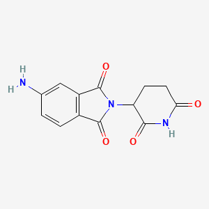 Chemical structure of 5-amino-2-(2,6-dioxopiperidin-3-yl)isoindoline-1,3-dione