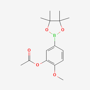 Chemical structure of 3-Acetoxy-4-methoxyphenylboronic acid pinacol ester
