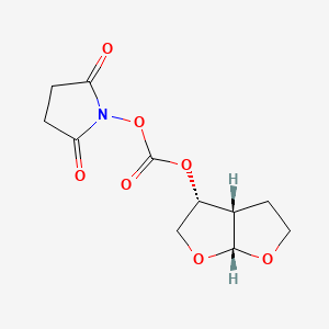 Chemical structure of [(3R,3aS,6aR)-Hydroxyhexahydrofuro[2,3-b]furanyl Succinimidyl Carbonate