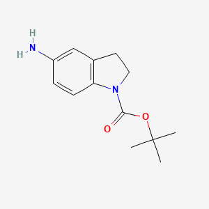 Chemical structure of 5-Amino-2,3-dihydro-indole-1-carboxylic acidtert-butyl ester