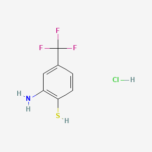 Chemical structure of 2-Amino-4-(trifluoromethyl)benzenethiol hydrochloride