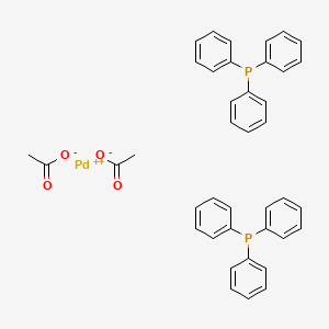 Chemical structure of Bis(triphenylphosphinepalladium) acetate