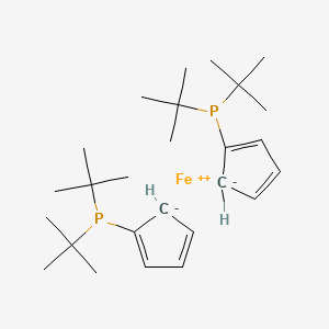 Chemical structure of 1,1'-Bis(di-tert-butylphosphino)ferrocene