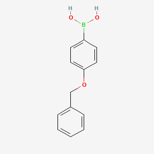 Chemical structure of 4-(Benzyloxy)phenylboronic acid (contains varying amounts of Anhydride)