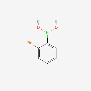 Chemical structure of 2-Bromophenylboronic acid (contains varying amounts of Anhydride)