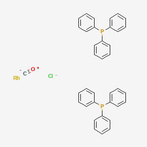 Chemical structure of Bis(triphenylphosphine)rhodium(I) carbonyl chloride
