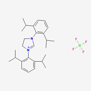 Chemical structure of 1,3-Bis(2,6-diisopropylphenyl)-4,5-dihydroimidazolium tetraf