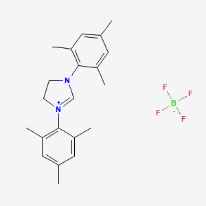 Chemical structure of 1,3-Bis(2,4,6-trimethylphenyl)-4,5-dihydroimidazolium Tetrafluoroborate