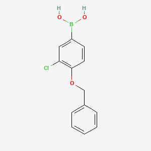 Chemical structure of 4-Benzyloxy-3-chlorophenylboronic acid(contains varying amounts of Anhydride)