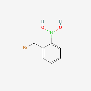 Chemical structure of 2-(Bromomethyl)phenylboronic Acid (contains varying amounts of Anhydride)