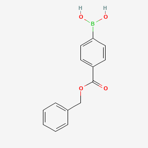 Chemical structure of 4-(Benzyloxycarbonyl)benzeneboronic acid (contains varying amounts of Anhydride)