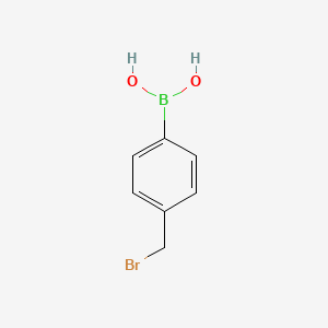 Chemical structure of 4-(Bromomethyl)phenylboronic acid(contains varying amounts of Anhydride)