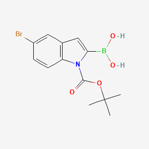 Chemical structure of (N-Boc-5-bromo-2-indolyl)boronic acid