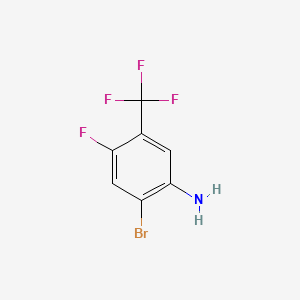 Chemical structure of 2-Bromo-4-fluoro-5-(trifluoromethyl)aniline