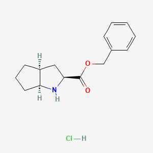 Chemical structure of Benzyl (S,S,S)-2-azabicyclo[3.3.0]octane-3-carboxylate hydrochloride