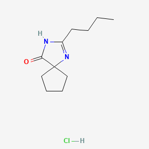 Chemical structure of 2-Butyl-1,3-diazaspiro[4.4]non-1-en-4-one Hydrochloride