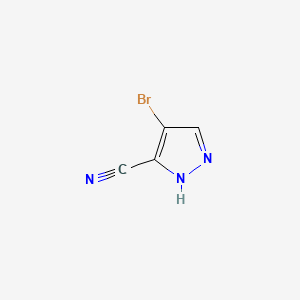 Chemical structure of 4-bromo-1H-pyrazole-3-carbonitrile