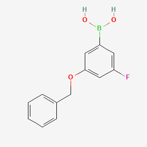 Chemical structure of 3-Benzyloxy-5-fluorobenzeneboronic acid (contains varying amounts of Anhydride)
