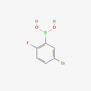 Chemical structure of 5-Bromo-2-fluorophenylboronic acid(contains varying amounts of Anhydride)