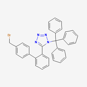 Chemical structure of 5-[4'-(Bromomethyl)-1,1'-biphenyl-2-yl]-1-triphenylmethyl-1H-tetrazole