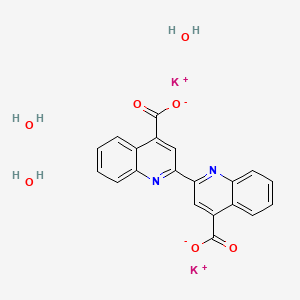 Chemical structure of Potassium [2,2'-biquinoline]-4,4'-dicarboxylate trihydrate