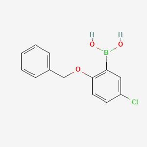 Chemical structure of 2-Benzyloxy-5-chlorophenylboronic Acid (contains varying amounts of Anhydride)