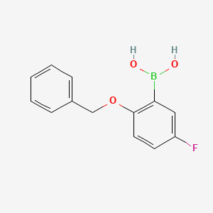 Chemical structure of 2-Benzyloxy-5-fluorophenylboronic Acid