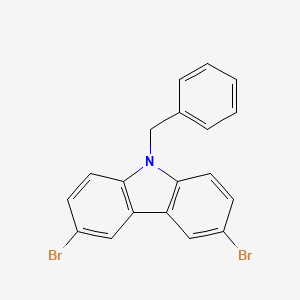 Chemical structure of 9-Benzyl-3,6-dibromocarbazole