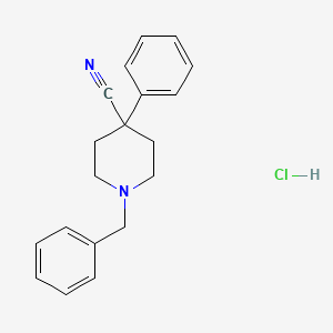 Chemical structure of 1-Benzyl-4-cyano-4-phenylpiperidine Hydrochloride