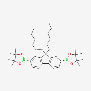 Chemical structure of 2,7-Bis(4,4,5,5-tetramethyl-1,3,2-dioxaborolan-2-yl)-9,9-dihexylfluorene